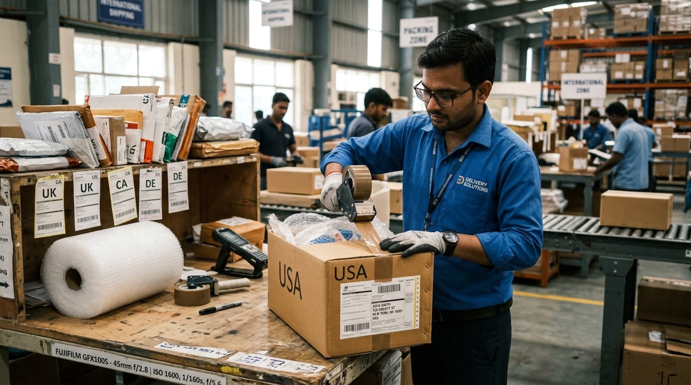 Forces Express logistics specialist packaging international parcel for USA shipment